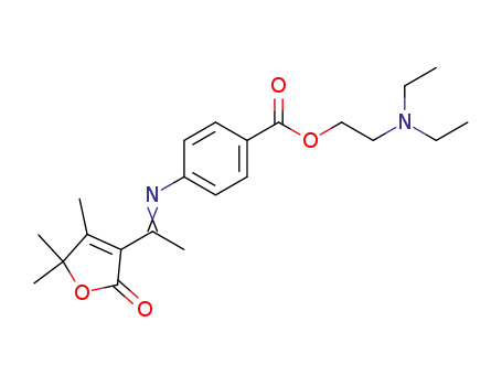Molecular Structure of 82814-30-0 (4-[1-(4,5,5-Trimethyl-2-oxo-2,5-dihydro-furan-3-yl)-eth-(E)-ylideneamino]-benzoic acid 2-diethylamino-ethyl ester)