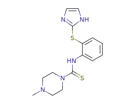 Molecular Structure of 81382-54-9 (1-Piperazinecarbothioamide,
N-[2-(1H-imidazol-2-ylthio)phenyl]-4-methyl-)