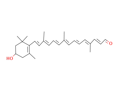 Molecular Structure of 15486-31-4 ((2E,4E,6E,8E,10E,12E,14E)-15-(4-hydroxy-2,6,6-trimethylcyclohex-1-en-1-yl)-4,9,13-trimethylpentadeca-2,4,6,8,10,12,14-heptaenal)