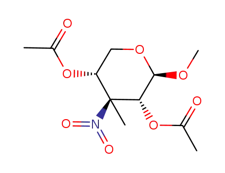 Molecular Structure of 74595-62-3 (methyl 2,4-di-O-acetyl-3-deoxy-3-C-methyl-3-nitro-beta-D-xylopyranoside)