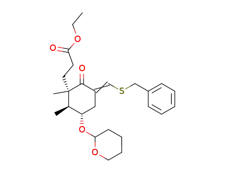 (2R*,3R*,4R*)-6-<(benzylthio)methylene>-2-<2-(ethoxycarbonyl)ethyl>-2,3-dimethyl-4-(tetrahydropyran-2-yloxy)cyclohexanone