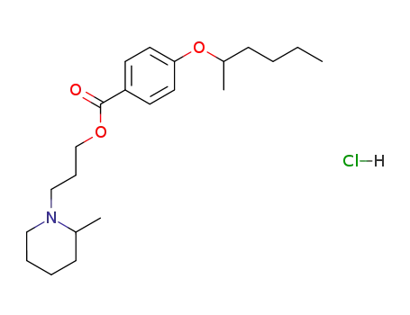 Molecular Structure of 67032-22-8 (1-(3-{[4-(hexan-2-yloxy)benzoyl]oxy}propyl)-2-methylpiperidinium chloride)