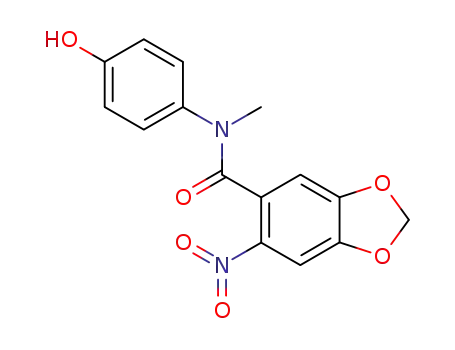 Molecular Structure of 109411-55-4 (6-nitro-benzo[1,3]dioxole-5-carboxylic acid-(4-hydroxy-<i>N</i>-methyl-anilide))