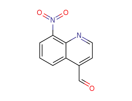 Molecular Structure of 69976-28-9 (4-Quinolinecarboxaldehyde, 8-nitro-)