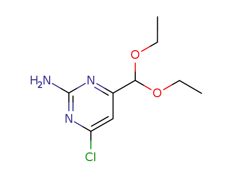 Molecular Structure of 90391-94-9 (2-Pyrimidinamine, 4-chloro-6-(diethoxymethyl)-)