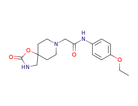 Molecular Structure of 5053-04-3 (8-(p-Ethoxyphenylcarbamoylmethyl)-1-oxa-3,8-diazaspiro[4.5]decan-2-one)