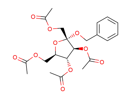 Molecular Structure of 10225-44-2 (benzyl 1,3,4,6-tetra-O-acetylhex-2-ulofuranoside)