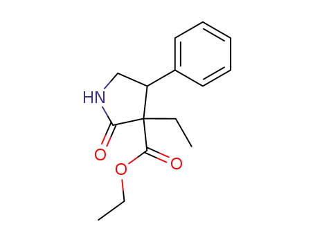 Molecular Structure of 861035-62-3 (3-ethyl-2-oxo-4-phenyl-pyrrolidine-3-carboxylic acid ethyl ester)