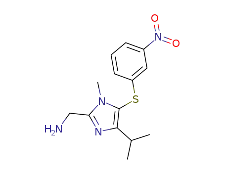 Molecular Structure of 178979-58-3 (1-{1-methyl-4-(1-methylethyl)-5-[(3-nitrophenyl)sulfanyl]-1H-imidazol-2-yl}methanamine)