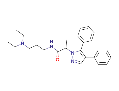 Molecular Structure of 143057-87-8 (1H-Pyrazole-1-acetamide,
N-[3-(diethylamino)propyl]-a-methyl-4,5-diphenyl-)
