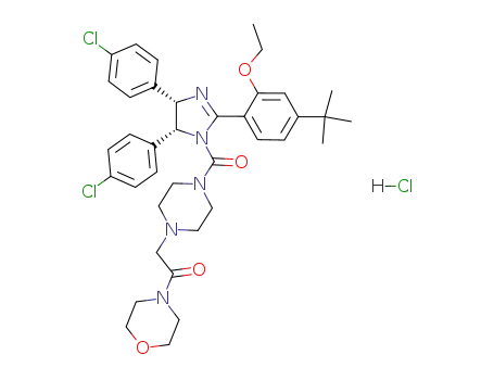 Molecular Structure of 870007-79-7 (2-[4-[[(4S,5R)-4,5-Bis(4-chlorophenyl)-2-[4-(1,1-dimethylethyl)-2-ethoxyphenyl]-4,5-dihydro-1H-imidazol-1-yl]carbonyl]-1-piperazinyl]-1-(4-morpholinyl)ethanone hydrochloride)