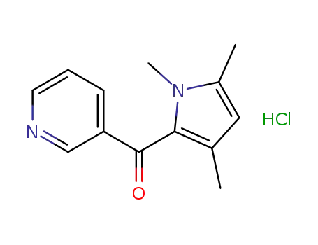 Molecular Structure of 560089-00-1 (Methanone, 3-pyridinyl(1,3,5-trimethyl-1H-pyrrol-2-yl)-,
monohydrochloride)