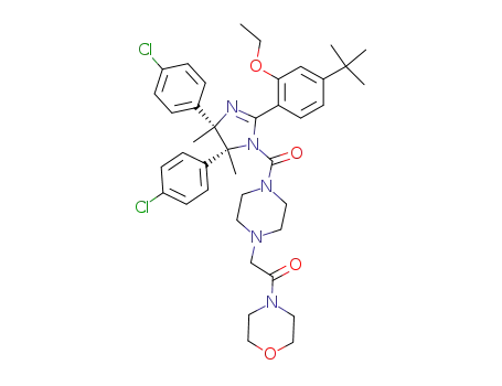 Molecular Structure of 939981-37-0 (2-[4-[[(4S,5R)-4,5-Bis(4-chlorophenyl)-2-[4-(1,1-dimethylethyl)-2-ethoxyphenyl]-4,5-dihydro-4,5-dimethyl-1H-imidazol-1-yl]carbonyl]-1-piperazinyl]-1-(4-morpholinyl)ethanone)