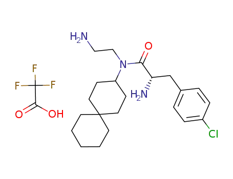 Molecular Structure of 949590-07-2 ((2S)-2-amino-N-(2-aminoethyl)-3-(4-chlorophenyl)-N-(spiro[5.5]undecan-3-yl)propanamide trifluoroacetic acid salt)