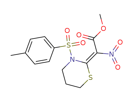 Acetic acid,
nitro[tetrahydro-3-[(4-methylphenyl)sulfonyl]-2H-1,3-thiazin-2-ylidene]-,
methyl ester