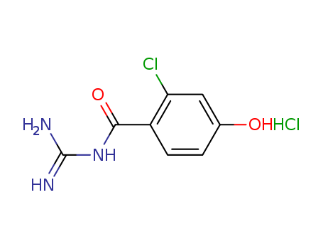 Molecular Structure of 195250-48-7 (Benzamide, N-(aminoiminomethyl)-2-chloro-4-hydroxy-,
monohydrochloride)