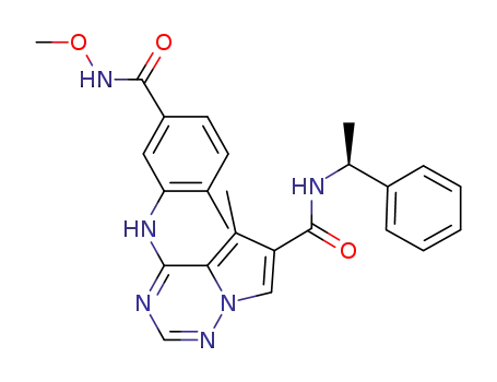 Molecular Structure of 427877-76-7 (Pyrrolo[2,1-f][1,2,4]triazine-6-carboxamide, 4-[[5-[(methoxyamino)carbonyl]-2-methylphenyl]amino]-5-methyl-N-[(1S)-1-phenylethyl]-)