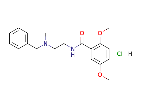 Molecular Structure of 61694-52-8 (Benzamide, 2,5-dimethoxy-N-[2-[methyl(phenylmethyl)amino]ethyl]-,
monohydrochloride)