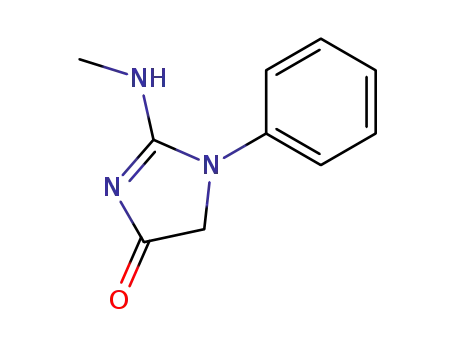 Molecular Structure of 42032-56-4 (4H-Imidazol-4-one, 1,5-dihydro-2-(methylamino)-1-phenyl-)