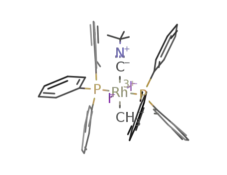 Molecular Structure of 89579-41-9 (Rhodium,
diiodo(2-isocyano-2-methylpropane)methylbis(triphenylphosphine)-)