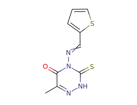 Molecular Structure of 292053-22-6 (1,2,4-Triazin-5(2H)-one,3,4-dihydro-6-methyl-4-[(2-thienylmethylene)amino]-3-thioxo-)