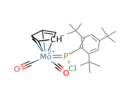 Molecular Structure of 220821-76-1 (dicarbonyl(η(5)-cyclopentadienyl)([2,4,6-tri(tert-butyl)-phenyl](chloro)-λ(4)-phosphanediyl)molybdenum(II))