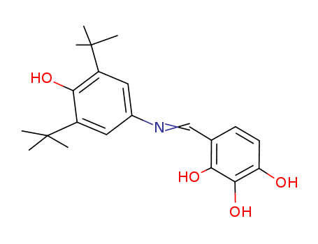 Molecular Structure of 191614-39-8 (1,2,3-Benzenetriol,
4-[[[3,5-bis(1,1-dimethylethyl)-4-hydroxyphenyl]imino]methyl]-)
