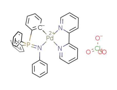 Molecular Structure of 880545-59-5 (palladium(II)(C6H4-2-PPh2NPh-κC,N)(2,2'-bipyridine)perchlorate)