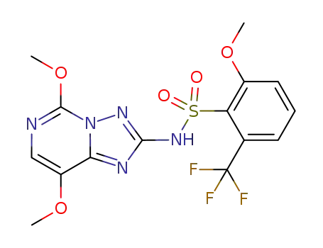 Molecular Structure of 219713-19-6 (2-methoxy-6-trifluoromethyl-N-(5,8-dimethoxy-1,2,4-triazolo[1,5-c]pyrimidin-2-yl)benzenesulfonamide)