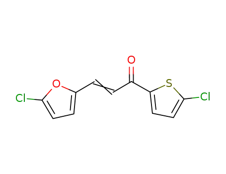 Molecular Structure of 1204579-00-9 (3-(5-chlorofuran-2-yl)-1-(5-chlorothiophen-2-yl)-propenone)
