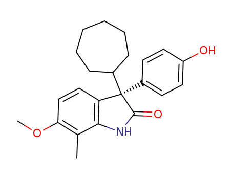 Molecular Structure of 1247028-61-0 (2H-Indol-2-one, 3-cycloheptyl-1,3-dihydro-3-(4-hydroxyphenyl)-6-methoxy-7-methyl-, (3S)-)