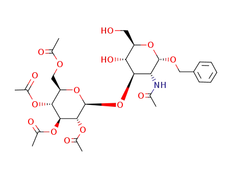 Molecular Structure of 60831-31-4 (Benzyl 2-Acetamido-2-deoxy-3-O-(2,3,4,6-tetra-O-acetyl-β-D-galactopyranosyl)-α-D-glucopyranoside)