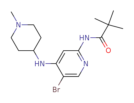 Molecular Structure of 1137477-53-2 (N-(5-bromo-4-(1-methylpiperidin-4-ylamino)pyridin-2-yl)pivalamide)