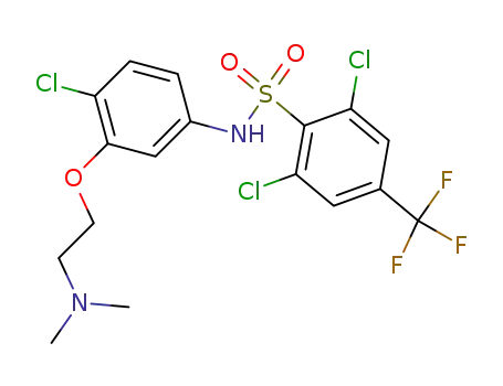 Molecular Structure of 345892-71-9 (Benzenesulfonamide, 2,6-dichloro-N-[4-chloro-3-[2-(dimethylamino)ethoxy]phenyl]-4-(trifluoromethyl)-)