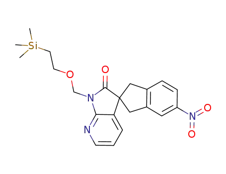 Molecular Structure of 879132-49-7 (5-nitro-1'-((2-(trimethylsilyl)ethoxy)methyl)-1,3-dihydrospiro[indene-2,3'-pyrrolo[2,3-b]pyridin]-2'(1'H)-one)
