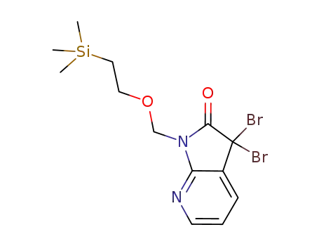 Molecular Structure of 879132-47-5 (3,3-dibromo-1-((2-(trimethylsilyl)ethoxy)methyl)-1H-pyrrolo[2,3-b]pyridin-2(3H)-one)