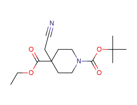 Molecular Structure of 495414-81-8 (1,4-Piperidinedicarboxylic acid, 4-(cyanomethyl)-, 1-(1,1-dimethylethyl) 4-ethyl ester)