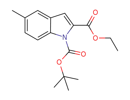 Molecular Structure of 1233086-44-6 (1-tert-butyl 2-ethyl 5-methyl-1H-indole-1,2-dicarboxylate)