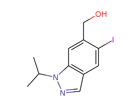 Molecular Structure of 1202528-38-8 (6-hydroxymethyl-5-iodo-1-isopropyl-1H-indazole)