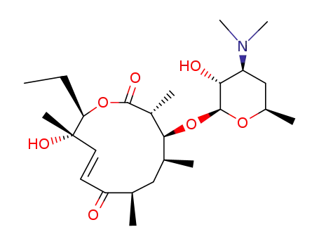 Molecular Structure of 497-72-3 ((2R,3S,7R,9S,10S,11R)-10-[(2S,3R,4S,6R)-4-dimethylamino-3-hydroxy-6-me thyl-oxan-2-yl]oxy-2-ethyl-3-hydroxy-3,7,9,11-tetramethyl-1-oxacyclodo dec-4-ene-6,12-dione)