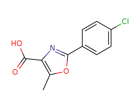 Molecular Structure of 2940-23-0 (2-(4-CHLOROPHENYL)-5-METHYL-1,3-OXAZOLE-4-CARBOXYLIC ACID)