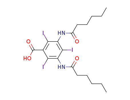 67032-31-9,3,5-Bis(hexanoylamino)-2,4,6-triiodobenzoic acid,3,5-Dihexanamido-2,4,6-triiodobenzoic acid;3,5-bis-hexanoylamino-2,4,6-triiodo-benzoic acid;3,5-Bis-hexanoylamino-2,4,6-trijod-benzoesaeure;BENZOIC ACID,3,5-DIHEXANAMIDO-2,4,6-TRIIODO;