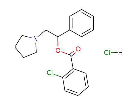 109938-92-3,Benzoic acid, o-chloro-, alpha-(1-pyrrolidinylmethyl)benzyl ester, hyd rochloride,Benzoicacid, o-chloro-, a-1-pyrrolidinylmethylbenzylester, hydrochloride (6CI)