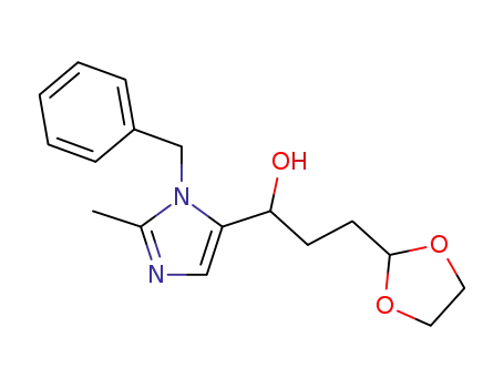 Molecular Structure of 41030-01-7 (1-(1-benzyl-2-methyl-1H-imidazol-5-yl)-3-(1,3-dioxolan-2-yl)propan-1-ol)