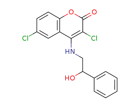 3,6-dichloro-4-(2-hydroxy-2-phenyl-ethylamino)-chromen-2-one