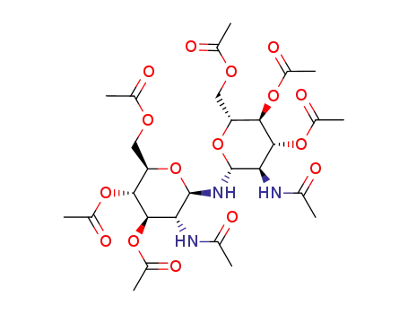 Molecular Structure of 7233-42-3 (2,2'-DiacetaMido-2,2'-dideoxy-di-β-D-glucopyranosylaMine 3,3',4,4',6,6'-Hexaacetate)