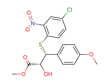 Molecular Structure of 30067-02-8 ((2R,3R)-3-(4-Chloro-2-nitro-phenylsulfanyl)-2-hydroxy-3-(4-methoxy-phenyl)-propionic acid methyl ester)