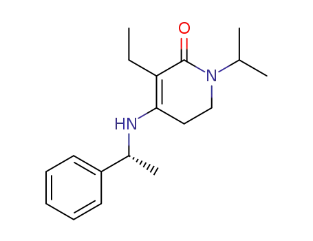 Molecular Structure of 136463-81-5 (3-Ethyl-1-isopropyl-4-((R)-1-phenyl-ethylamino)-5,6-dihydro-1H-pyridin-2-one)