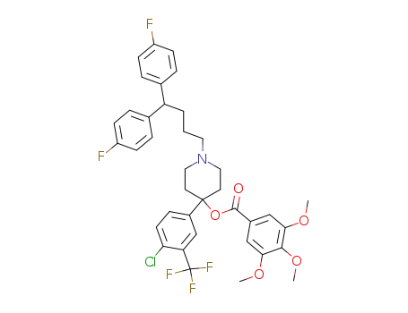 Molecular Structure of 80458-78-2 (1-<4,4-Bis(4-fluorophenyl)butyl>-4-(4-chloro-3-trifluoromethylphenyl)-4-piperidyl 3,4,5-Trimethoxybenzoate)