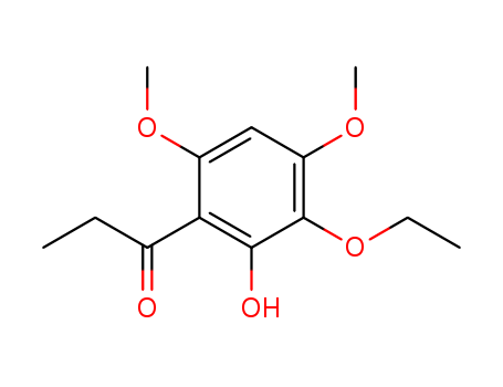 Molecular Structure of 89880-49-9 (1-Propanone, 1-(3-ethoxy-2-hydroxy-4,6-dimethoxyphenyl)-)
